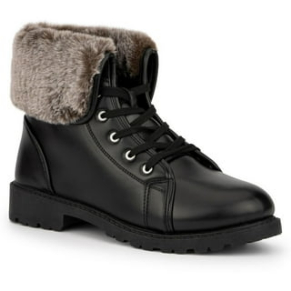 Olivia Miller | New Faux Fur Lace Up Ankle Boots Black Size 10